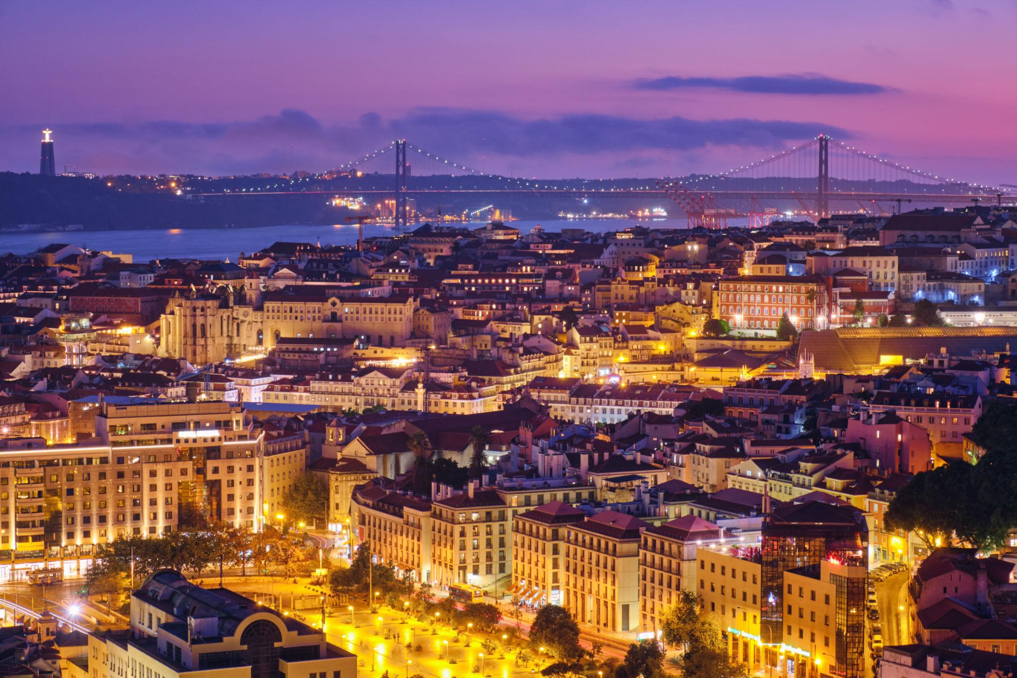 Lisbon skyline at night